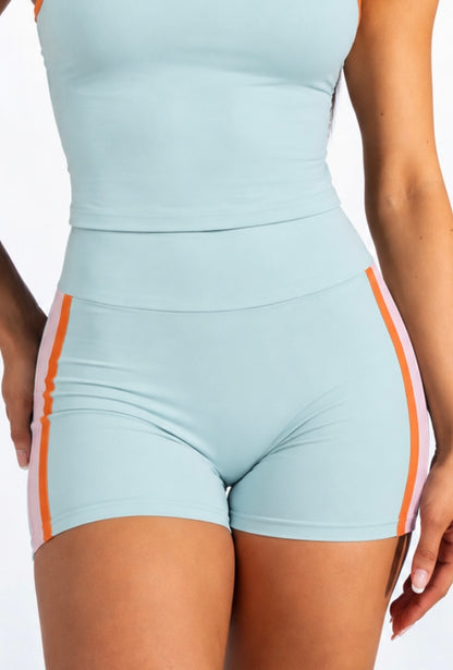 OMEGA short teal/pink/orange
