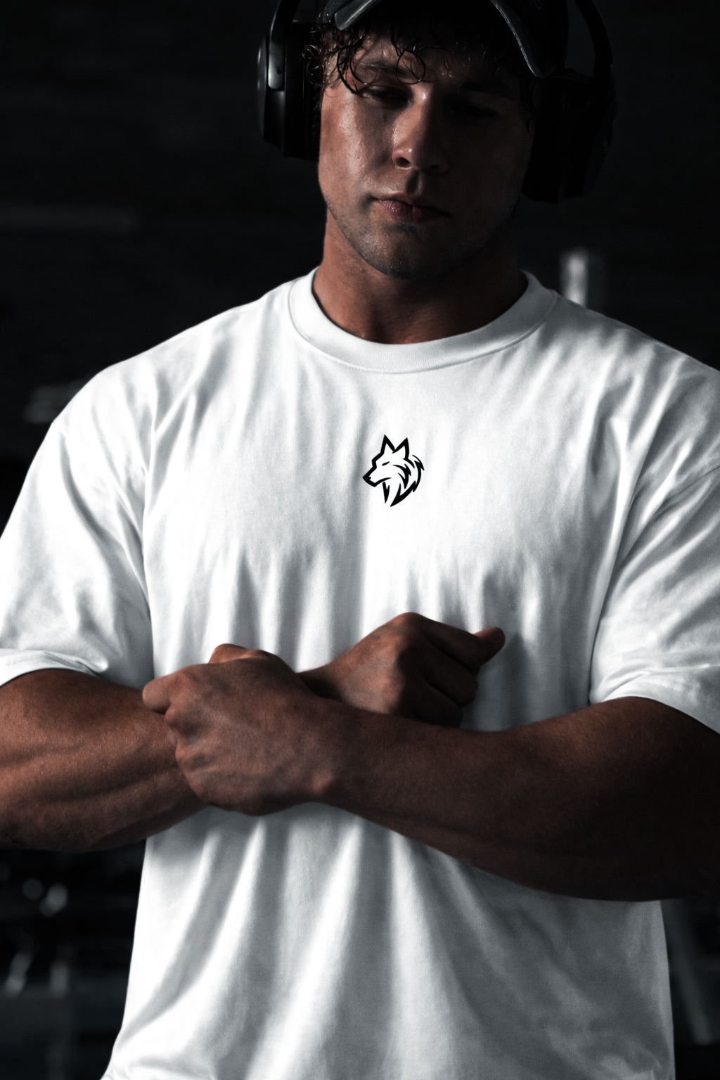 mens ALPHA white oversized tee
