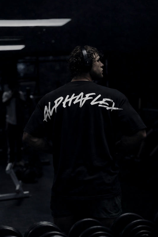 ALPHA mens black oversized tee