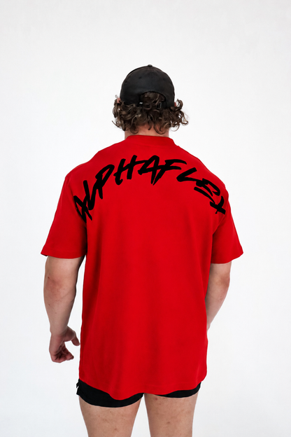 ALPHA mens red oversized tee
