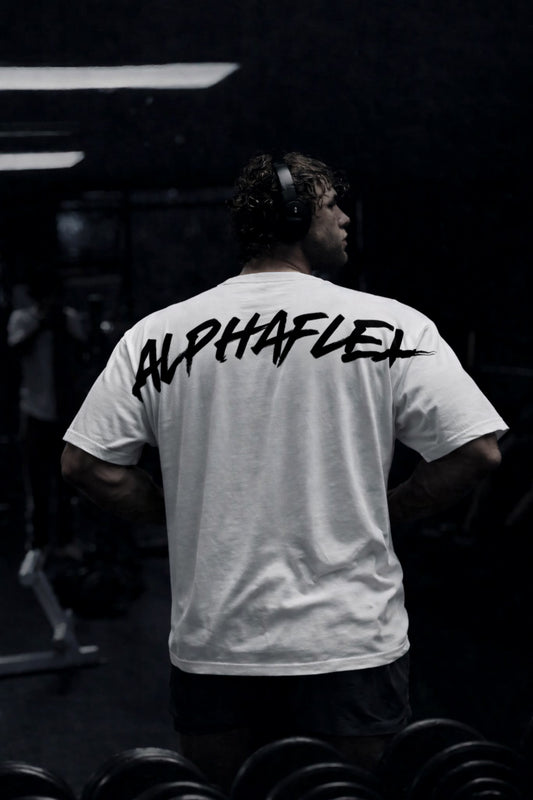 mens ALPHA white oversized tee