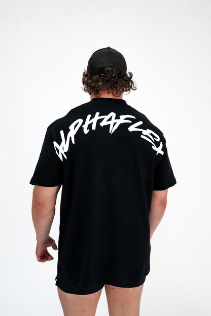 ALPHA mens black oversized tee