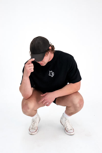 ALPHA mens black oversized tee