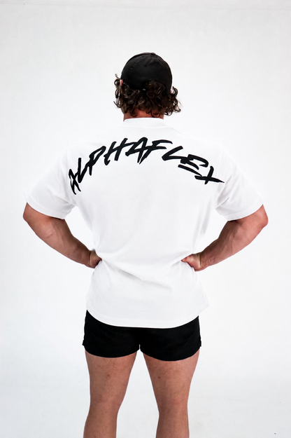 mens ALPHA white oversized tee