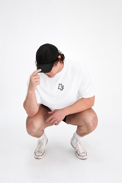 mens ALPHA white oversized tee