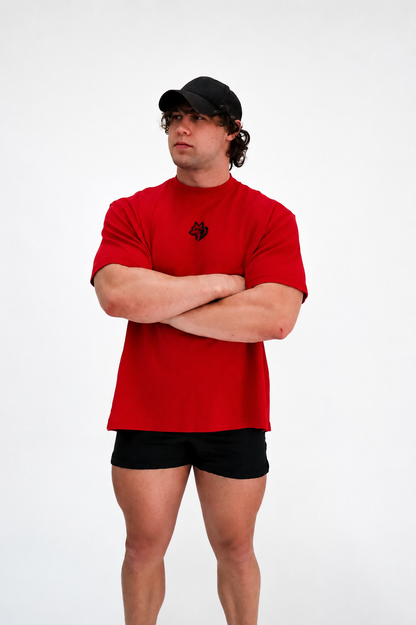 ALPHA mens red oversized tee